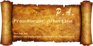 Pressburger Albertina névjegykártya